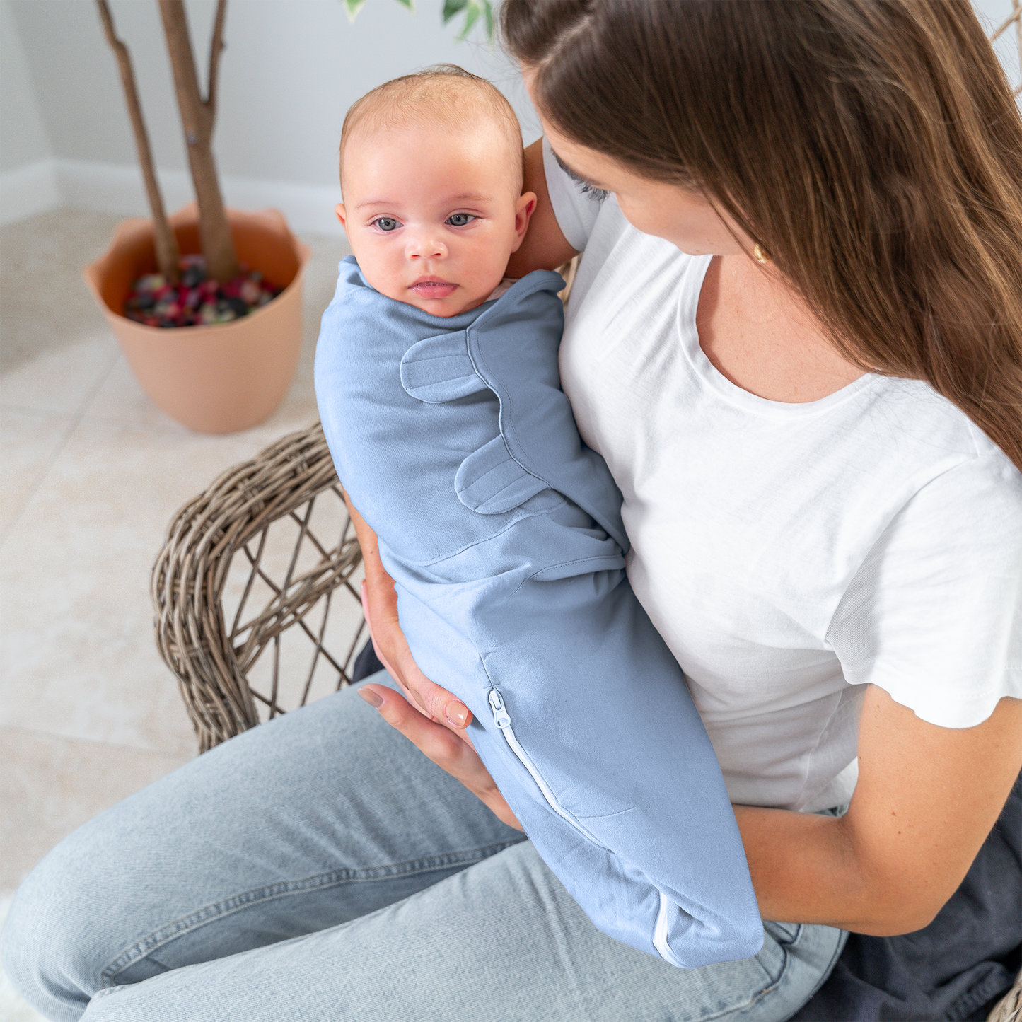 Easy Swaddle Blankets with Zipper - Stone, Pacific Blue, Sage