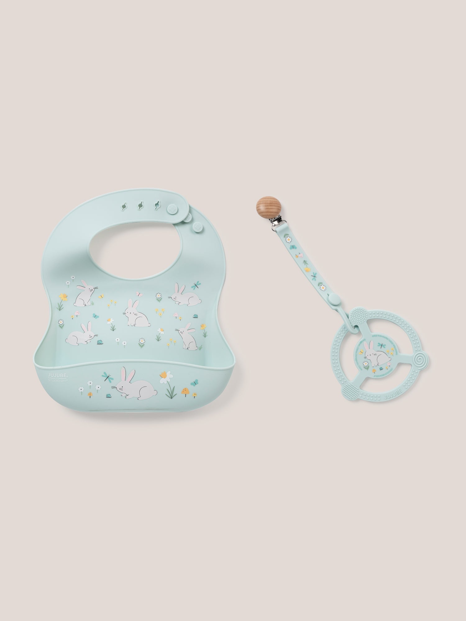 Bib and Teether Baby Bundle - Bunny Hollow