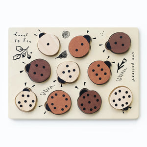 Wooden Tray Puzzle - Count to 10 Ladybugs | Wee Gallery