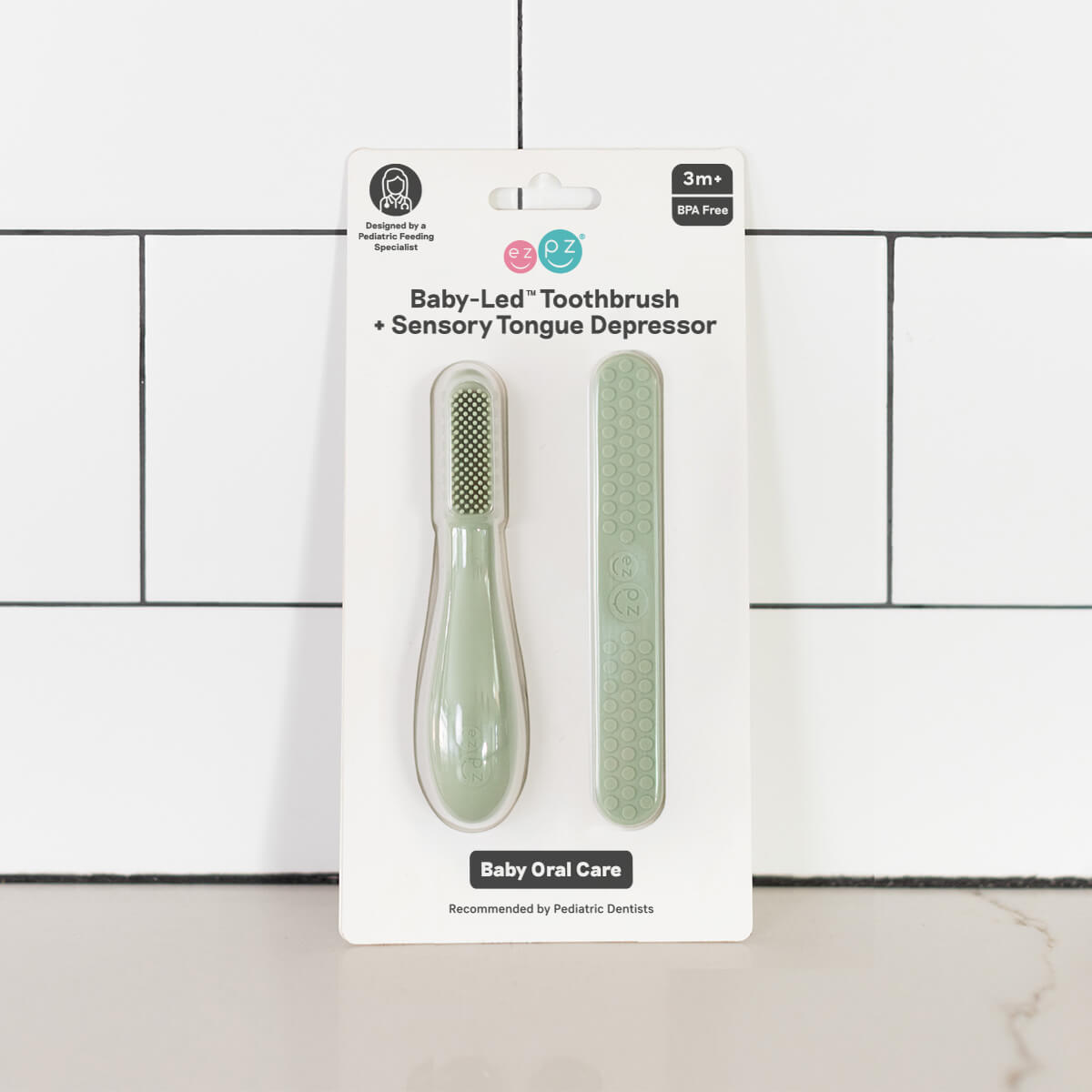 Baby-Led™ Toothbrush + Tongue Depressor | ezpz - additional view