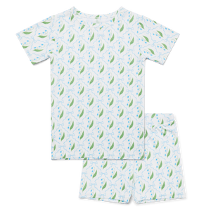 Bluebell Bows Short Sleeve & Shorts Bamboo Toddler Pajama Set | Motette - additional view
