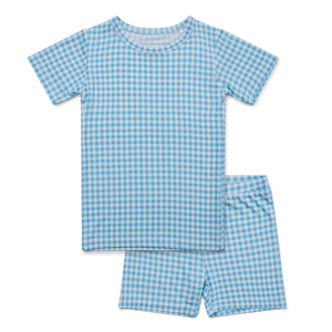 Harbor Gingham Short Sleeve & Shorts Bamboo Toddler Pajama Set | Motette - additional view
