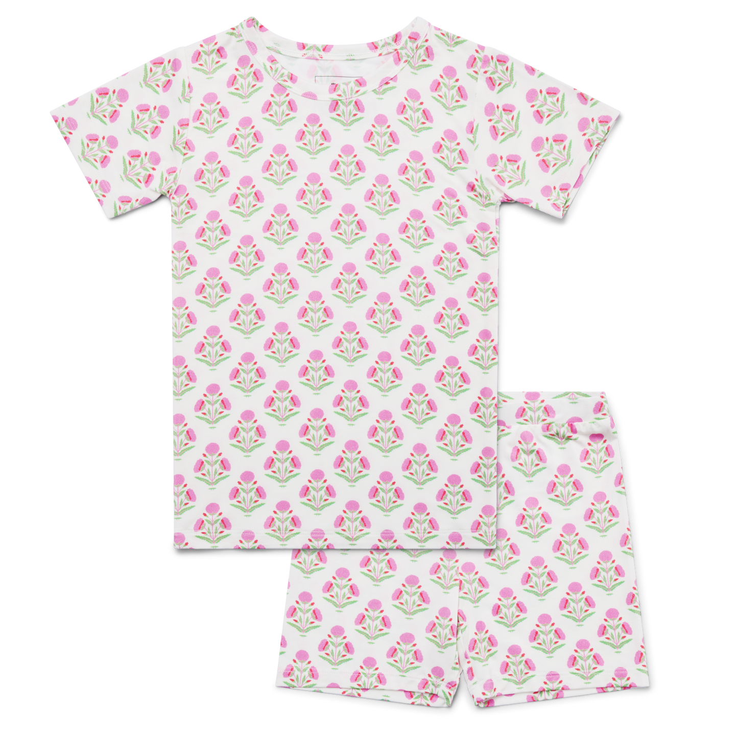 Pink Posy Short Sleeve & Shorts Bamboo Toddler Pajama Set