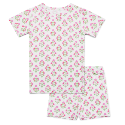 Pink Posy Short Sleeve & Shorts Bamboo Toddler Pajama Set