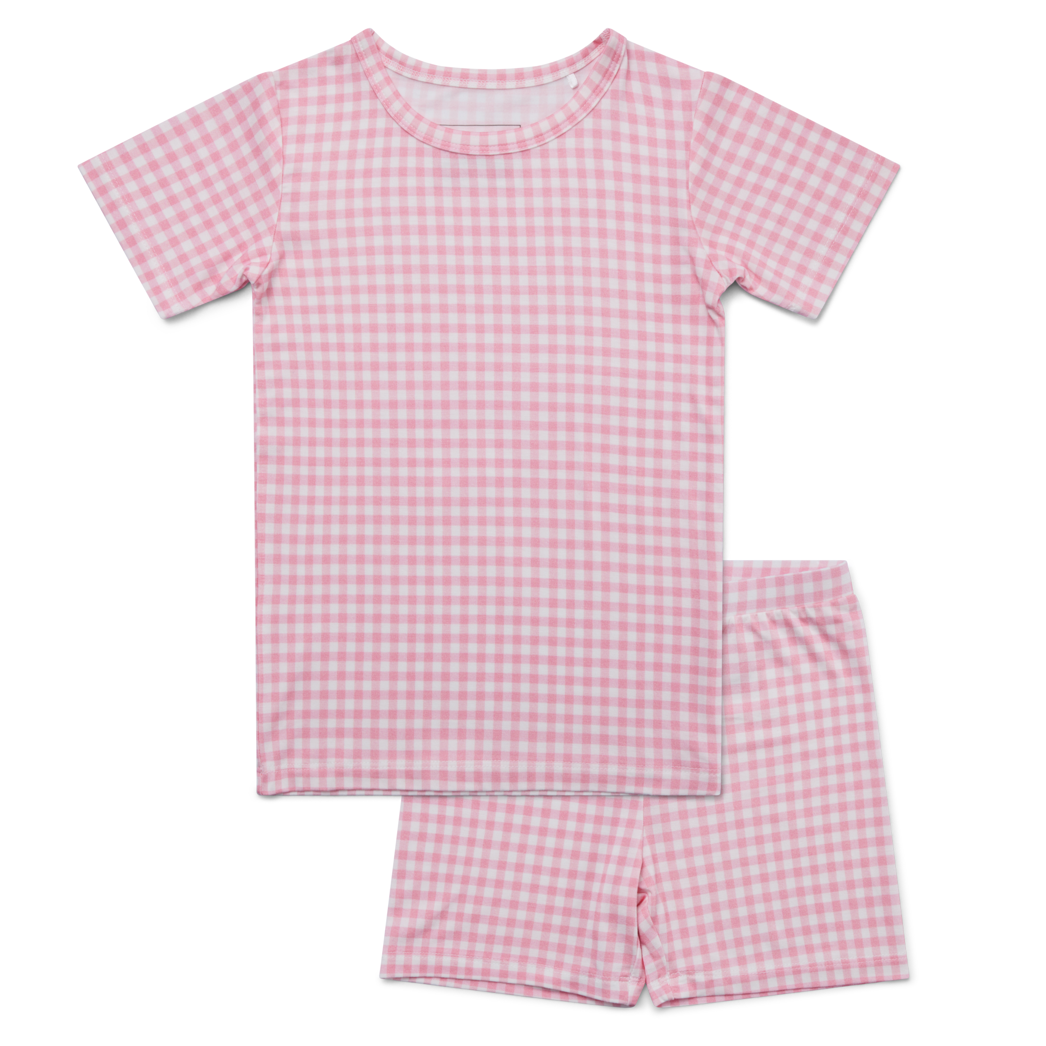 Sugar Gingham Short Sleeve & Shorts Bamboo Toddler Pajama Set | Motette - additional view