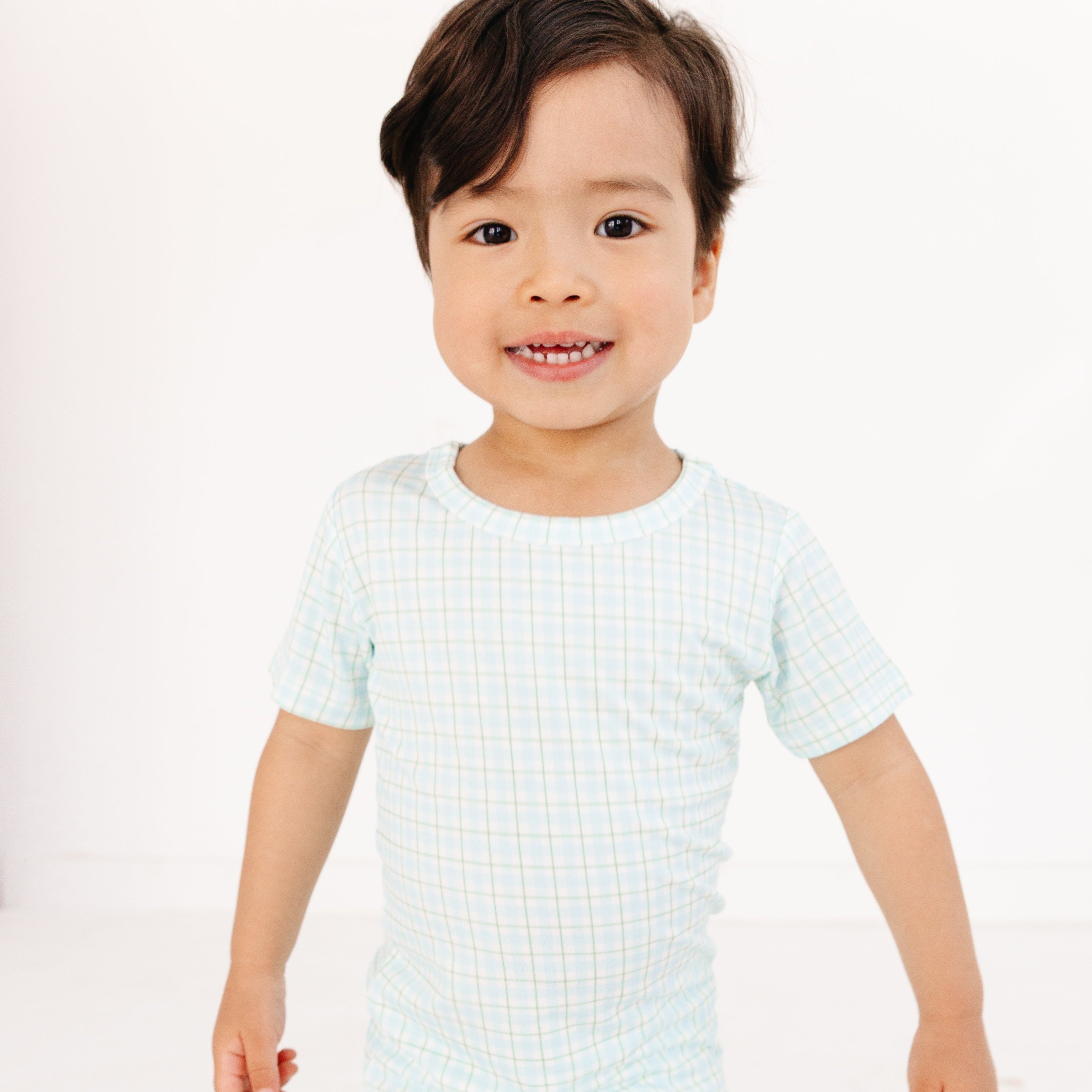 Bluegrass Picnic Short Sleeve & Shorts Bamboo Toddler Pajama Set | Motette - additional view