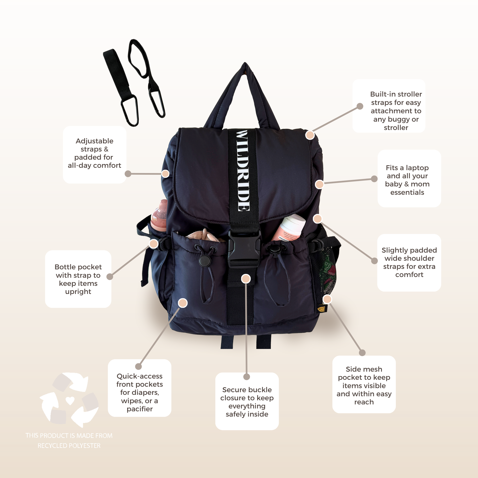 durable recycled work backpack black