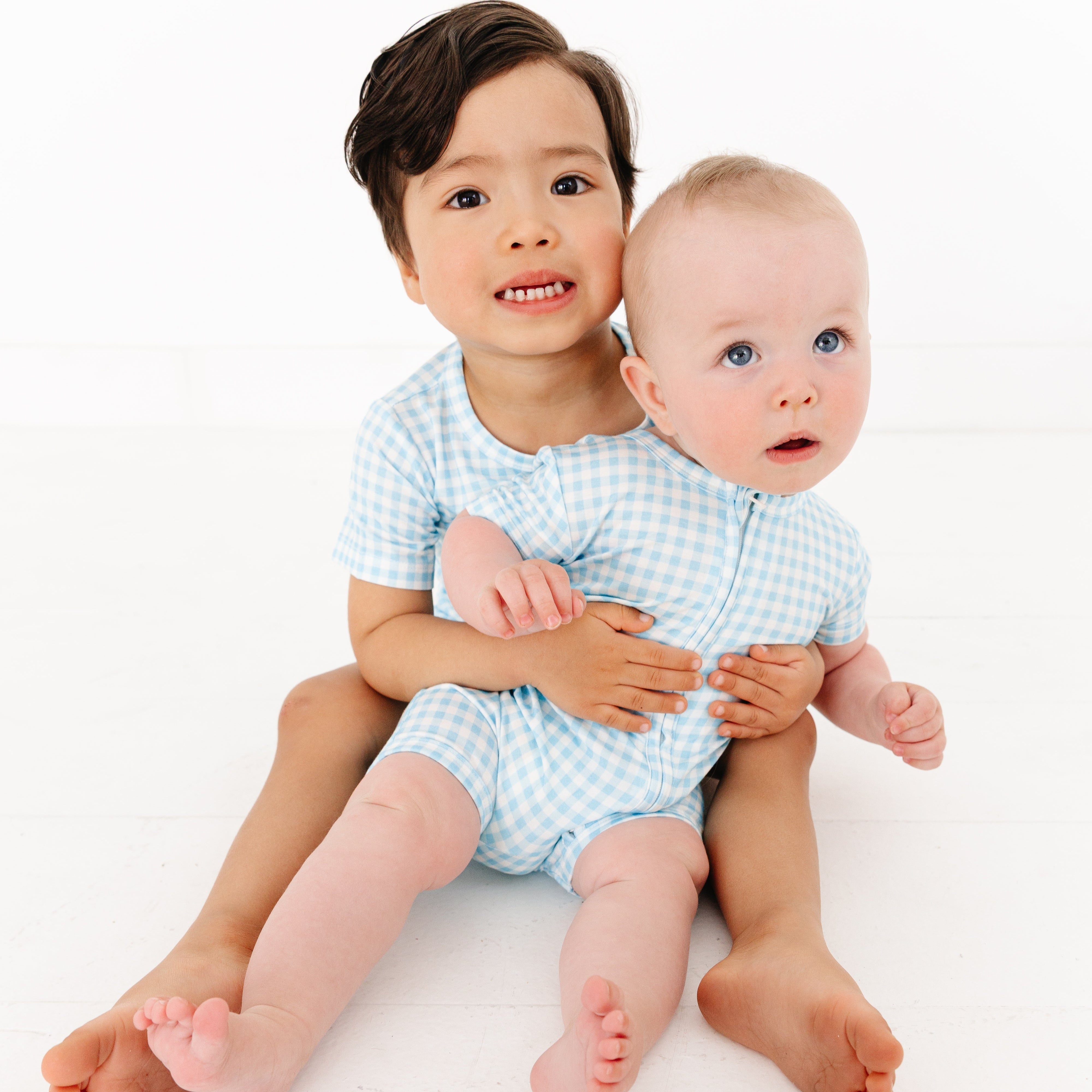Harbor Gingham Short Sleeve & Shorts Bamboo Toddler Pajama Set | Motette - additional view
