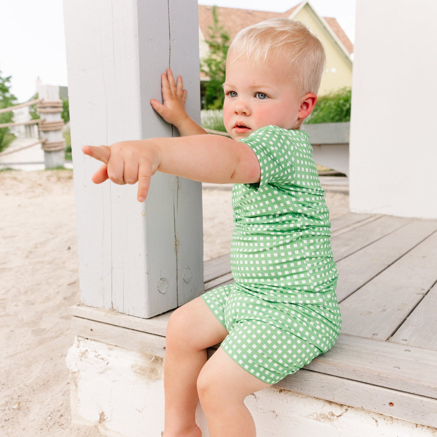 Garden Gingham Short Sleeve & Shorts Bamboo Toddler Pajama Set