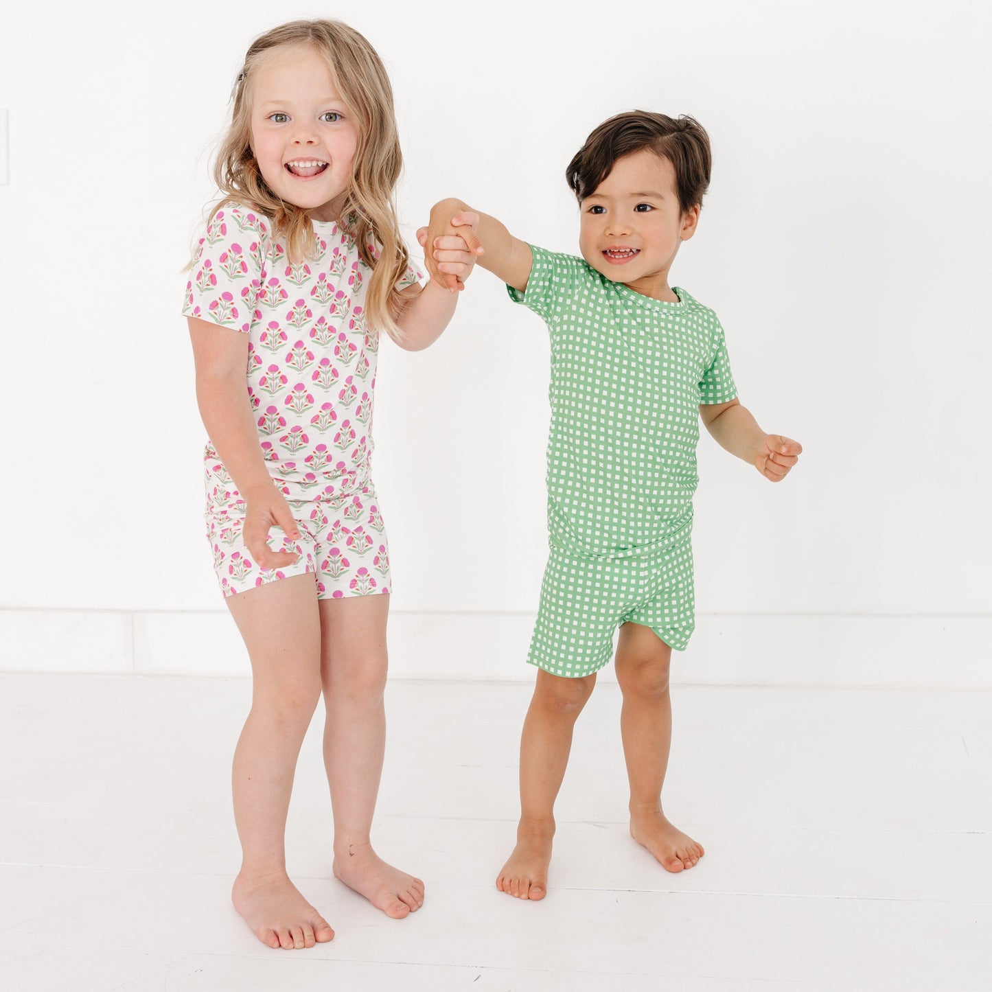 Garden Gingham Short Sleeve & Shorts Bamboo Toddler Pajama Set