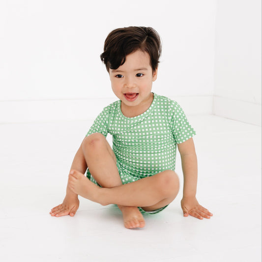 Garden Gingham Short Sleeve & Shorts Bamboo Toddler Pajama Set