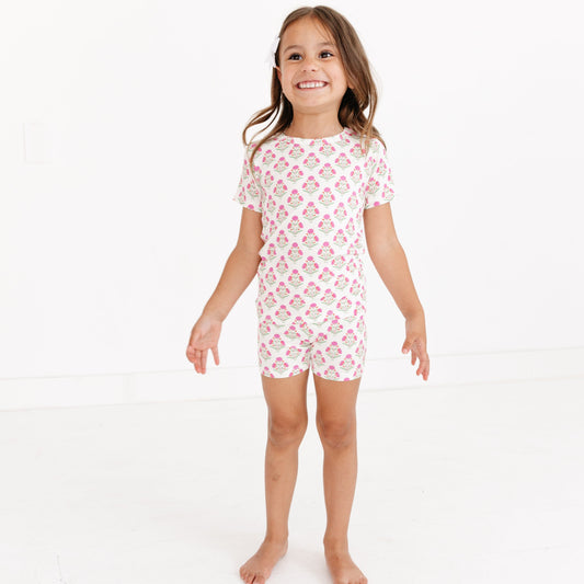 Pink Posy Short Sleeve & Shorts Bamboo Toddler Pajama Set