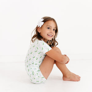 Bluebell Bows Short Sleeve & Shorts Bamboo Toddler Pajama Set | Motette