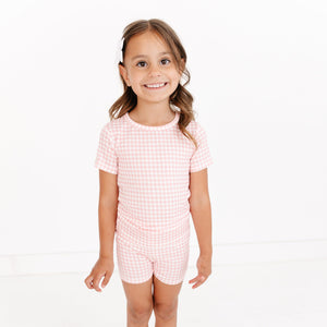Sugar Gingham Short Sleeve & Shorts Bamboo Toddler Pajama Set | Motette