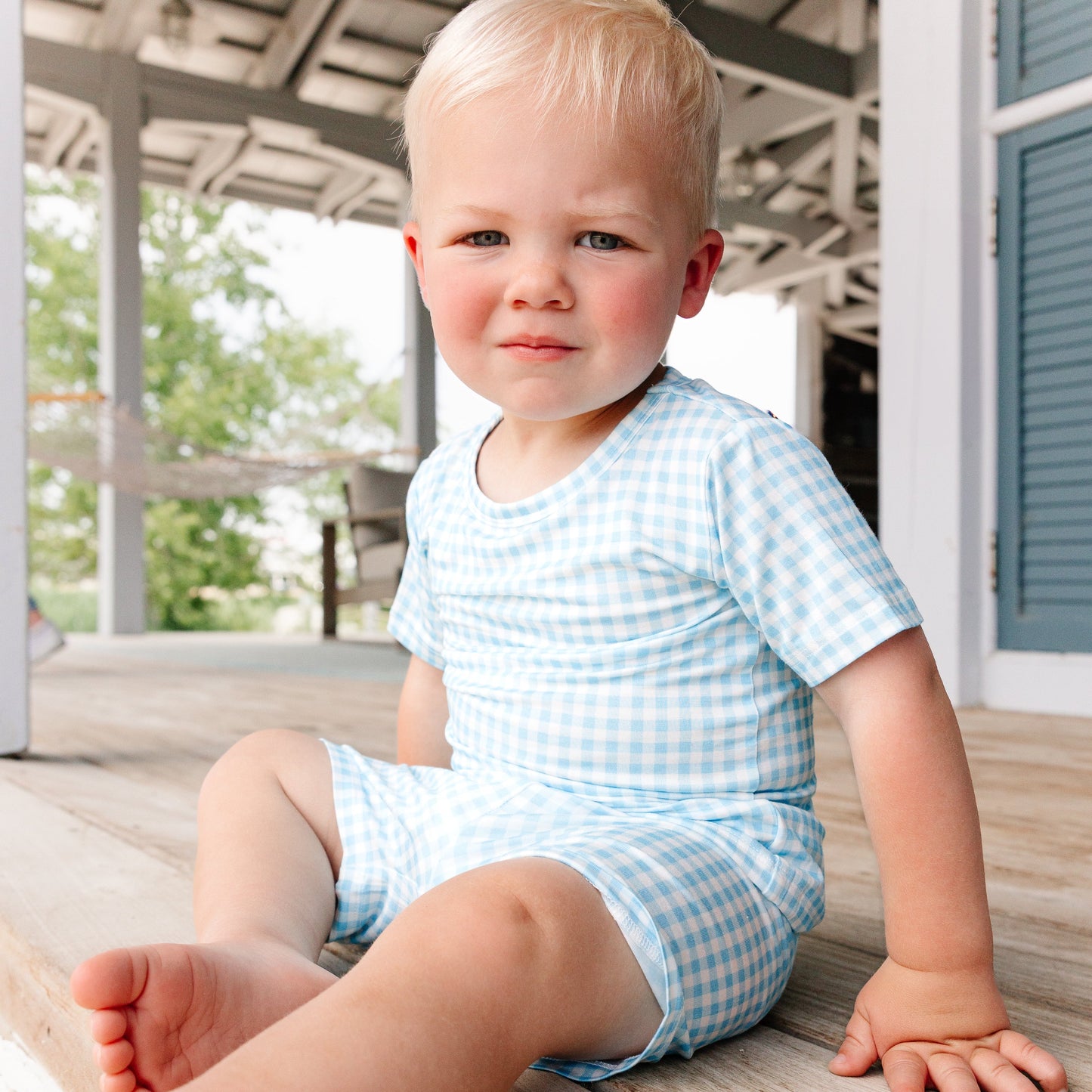 Harbor Gingham Short Sleeve & Shorts Bamboo Toddler Pajama Set