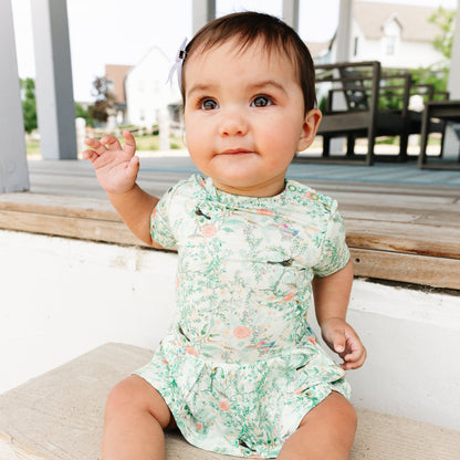 Sage Blossom Bamboo Twirl Dress with Bodysuit