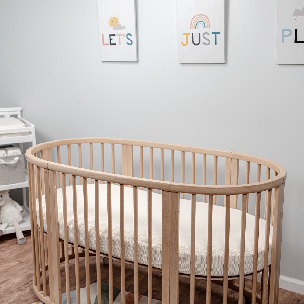 Naturepedic Oval Crib Mattress with Breathable Cover (Fits Stokke Sleepi Crib V2 - 27x47x3)
