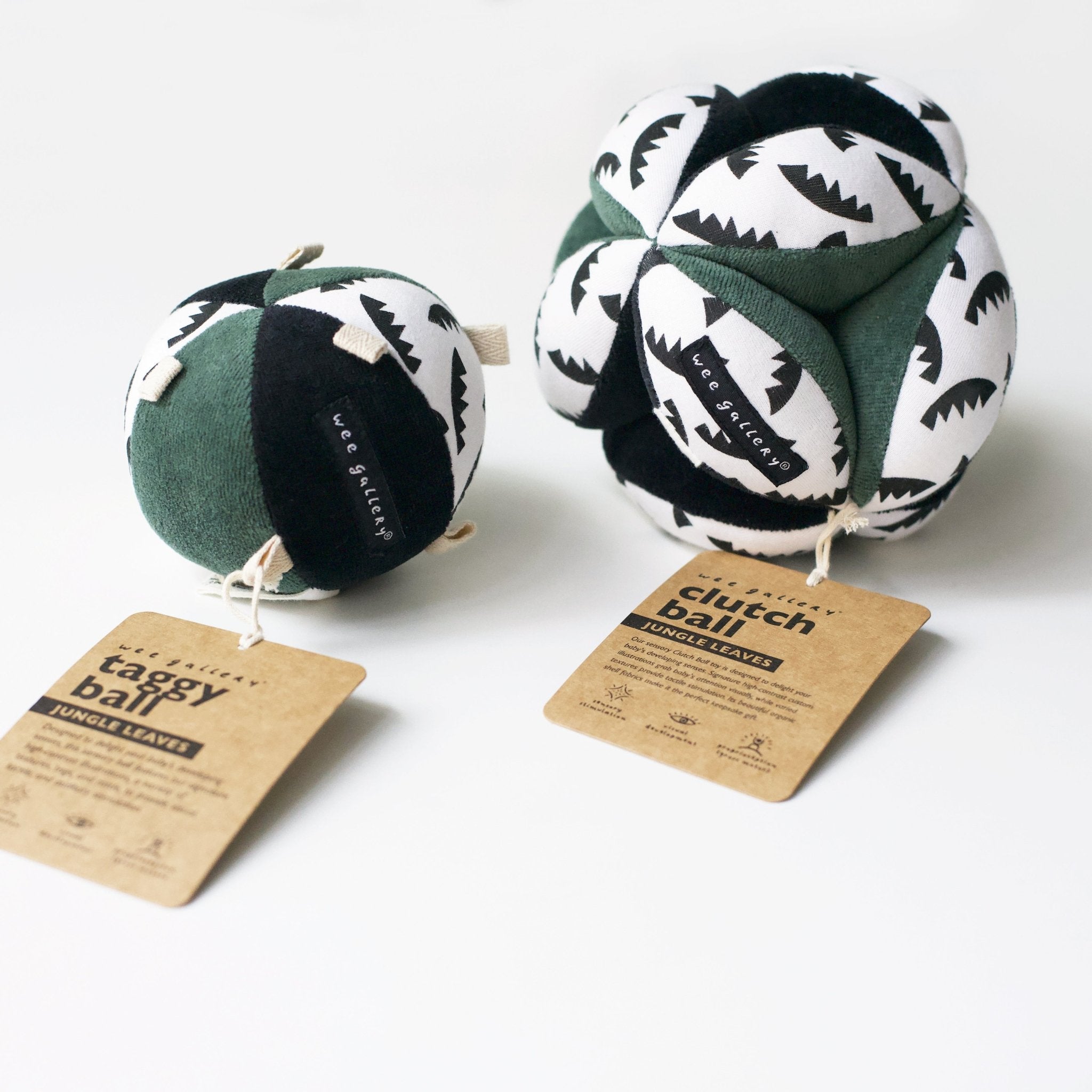 Taggy Ball with Rattle - Jungle Leaves | Wee Gallery - additional view