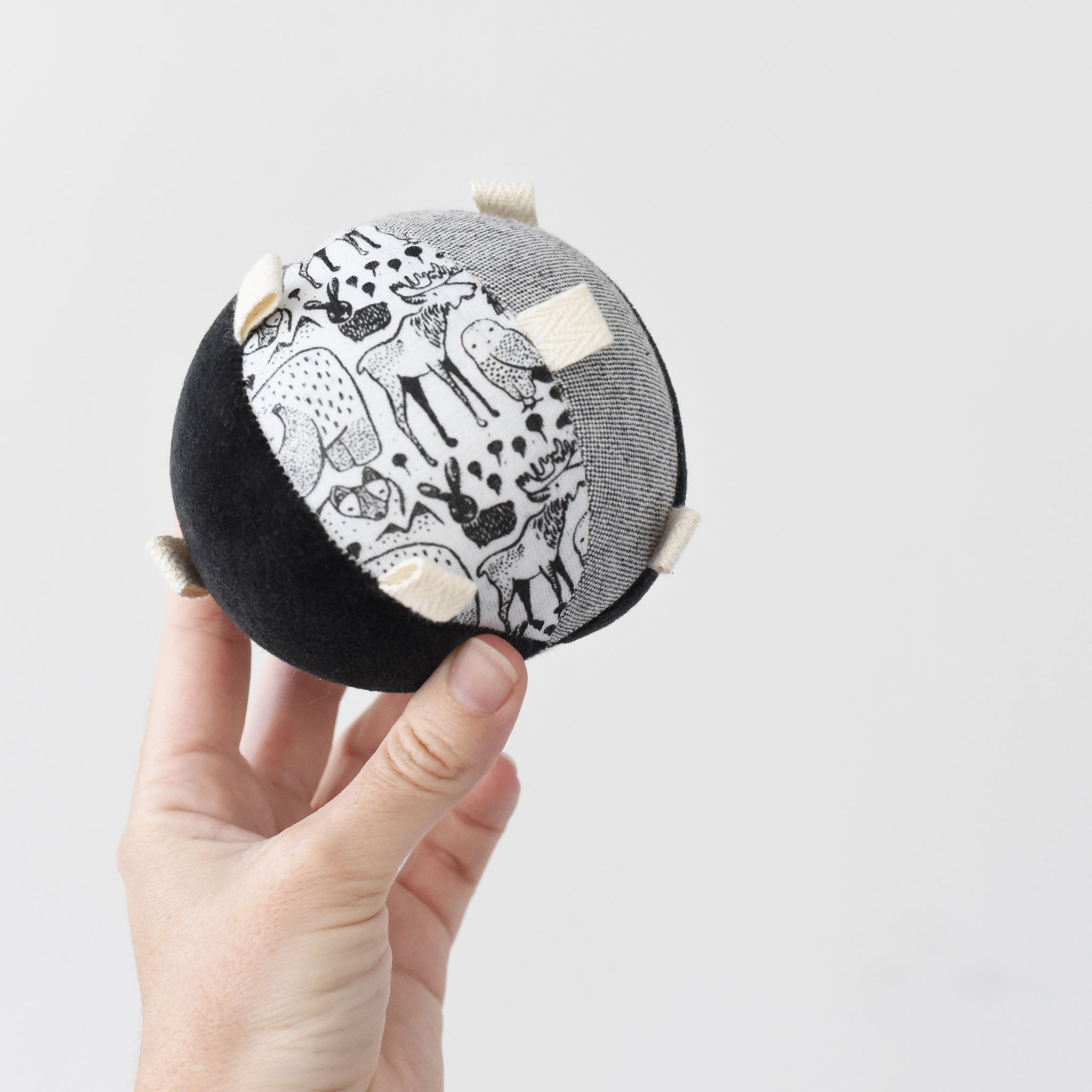 Taggy Ball with Rattle - Nordic | Wee Gallery - additional view