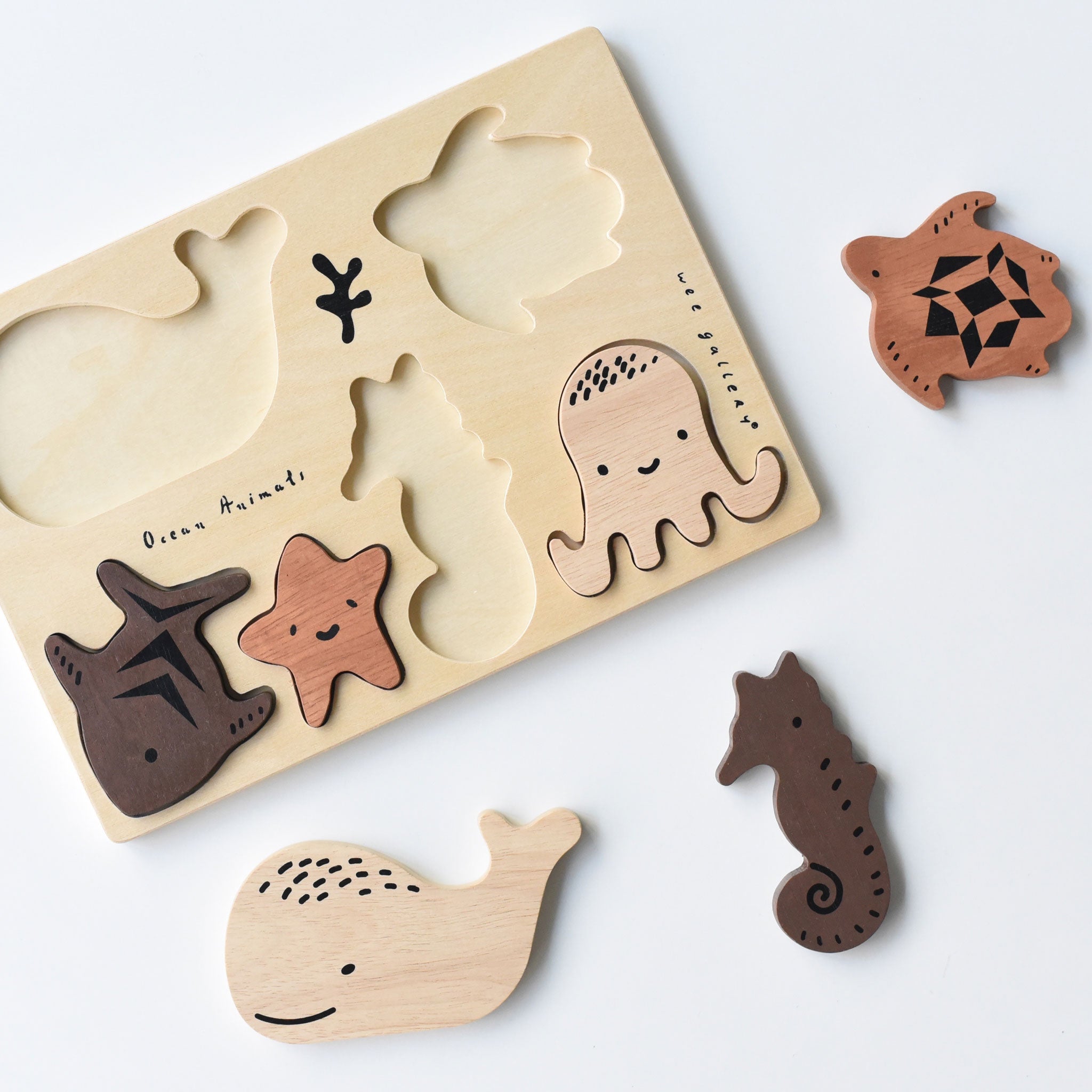 Wooden Tray Puzzle - Ocean Animals | Wee Gallery - additional view