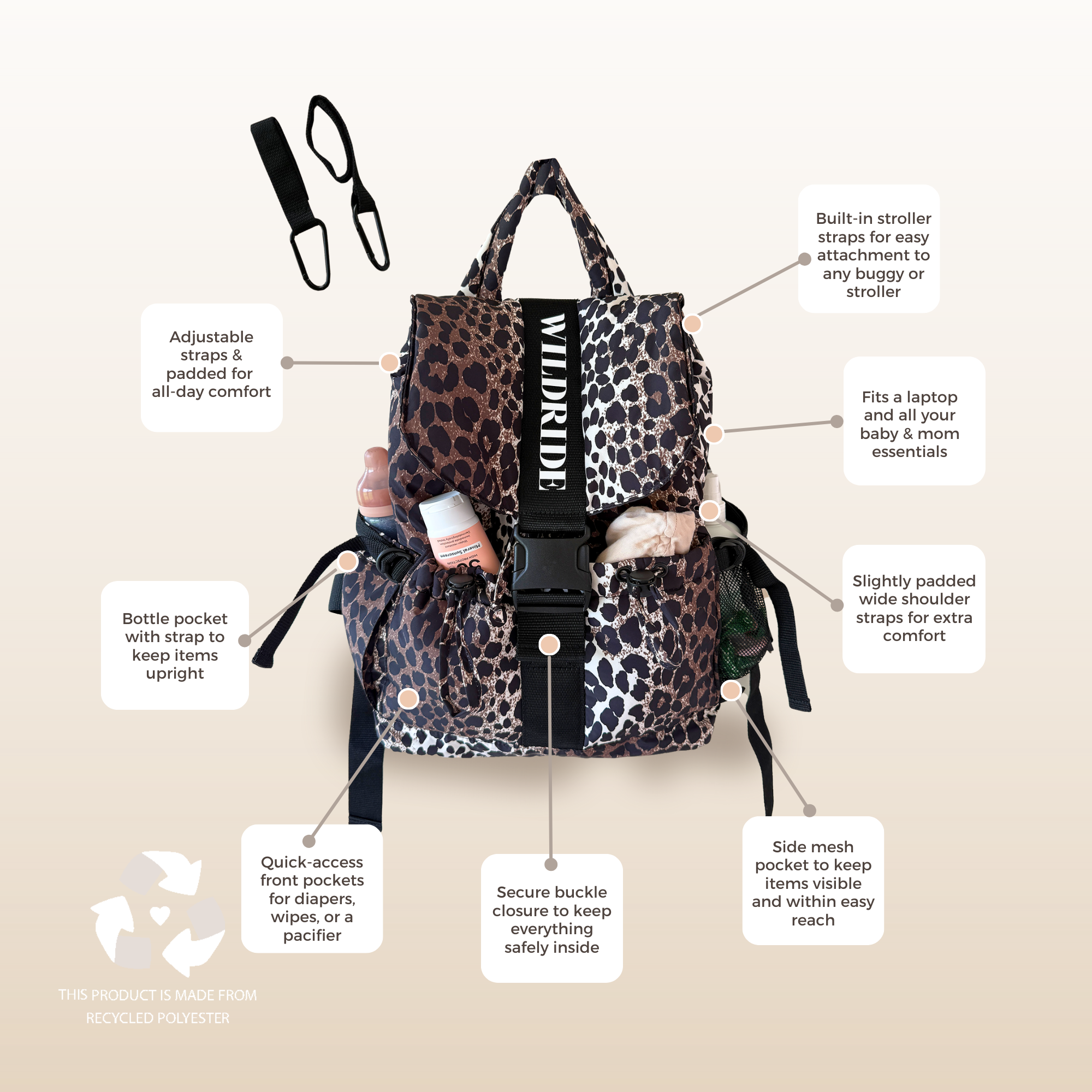 Recycled Adult Backpack Savannah | Wildride USA - additional view