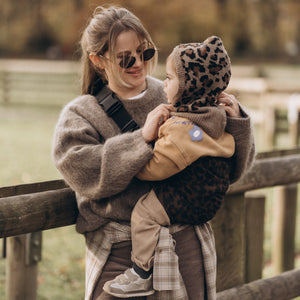 stylish leopard print baby carrier