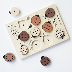 Wooden Tray Puzzle - Count to 10 Ladybugs | Wee Gallery - additional view